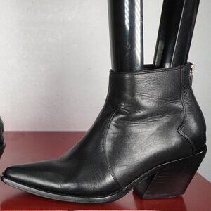 Women's Anine Bing Black Leather Western Pointy Pointed Ankle Fashion Boots 7.5